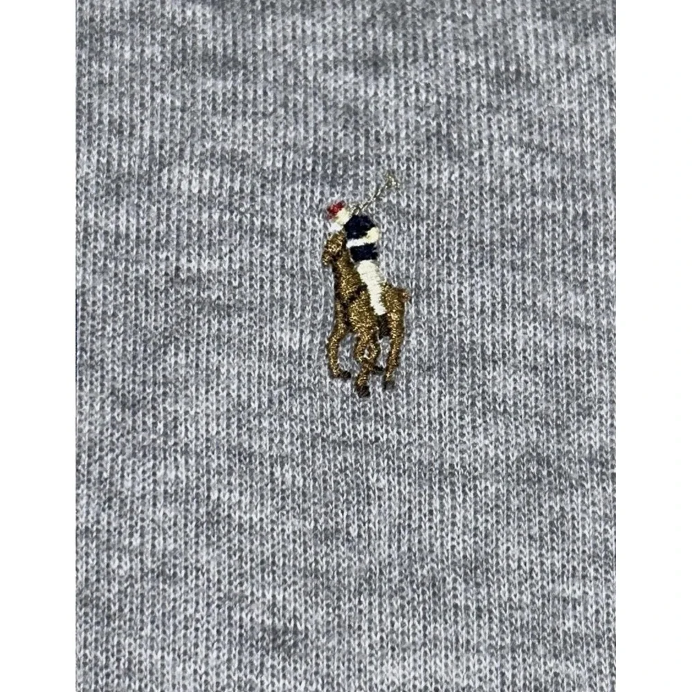 Polo Ralph Lauren Sweater Mens 2XL Gray 1/4 Zip Mock Neck Cotton Pony Logo Knit